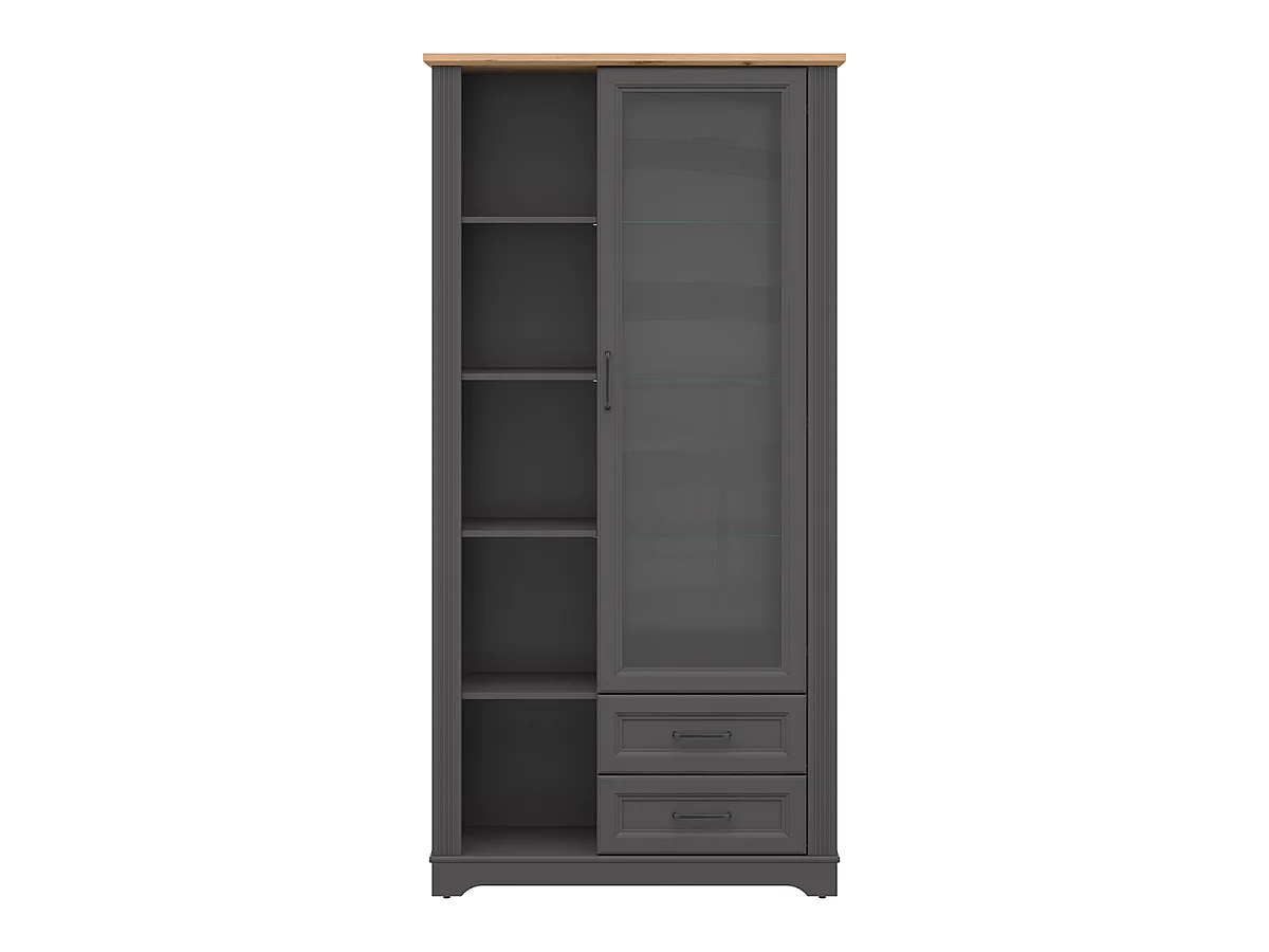 Vaisselier 1 porte 2 tiroirs Charlie Gris Anthracite