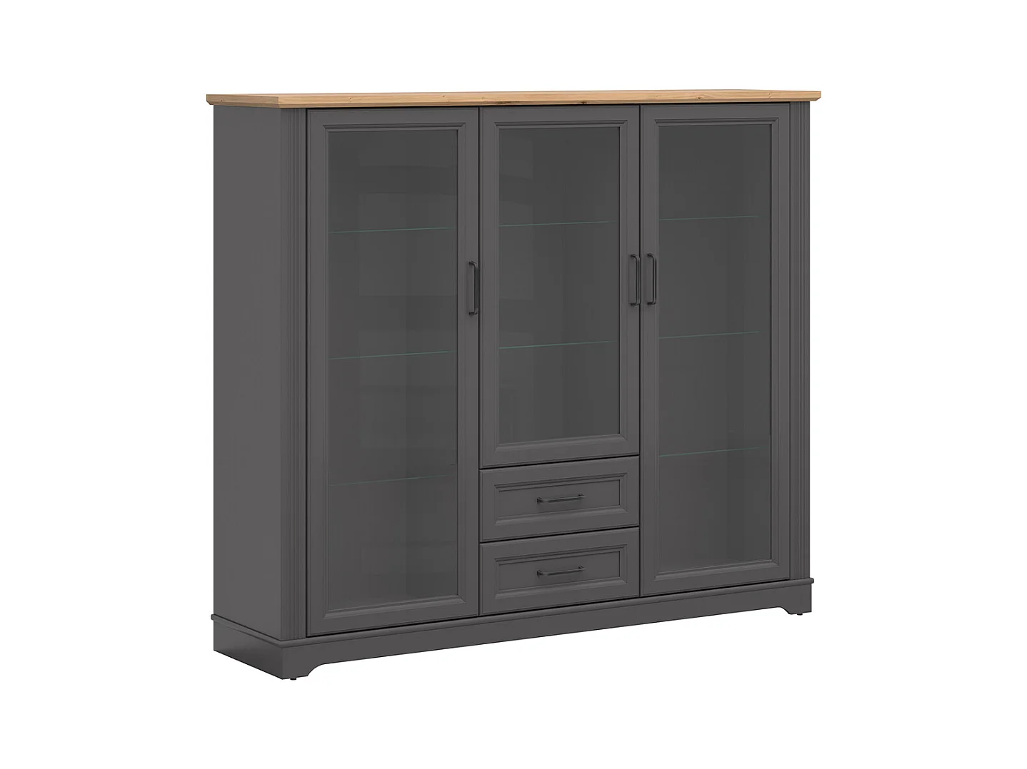 Vaisselier bas 3 portes 2 tiroirs Charlie Gris Anthracite