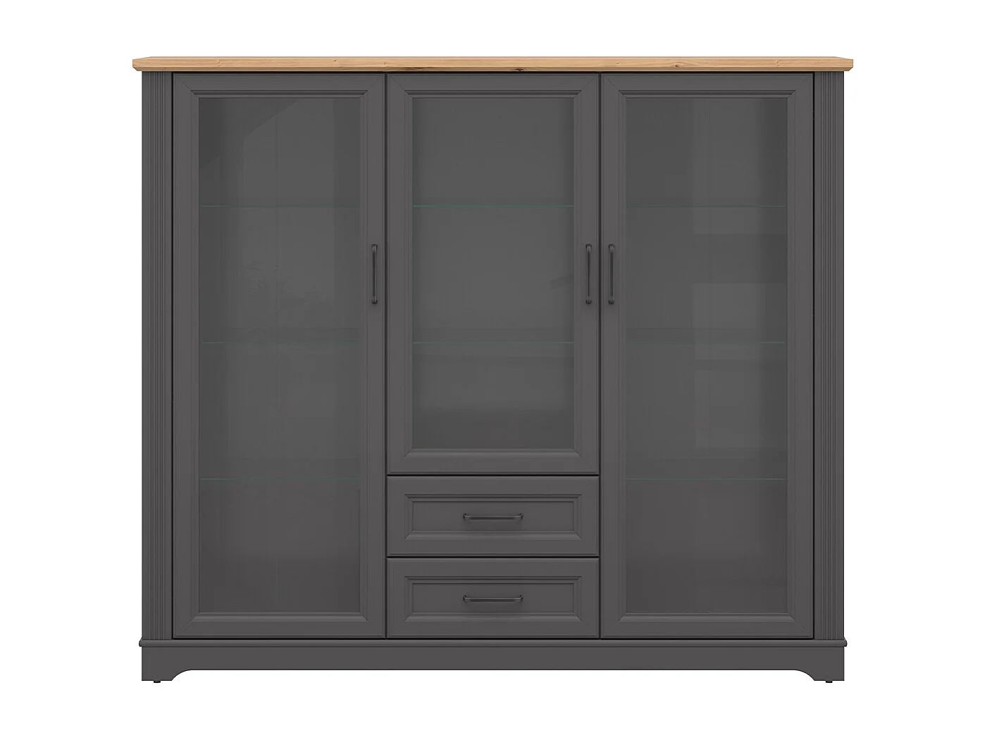 Vaisselier bas 3 portes 2 tiroirs Charlie Gris Anthracite