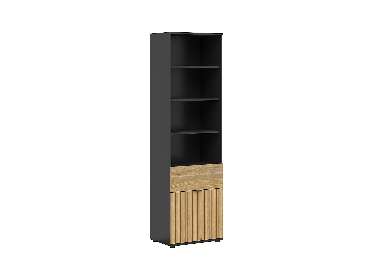 Bibliothèque 1 porte 1 tiroir Pia Noir et Bois