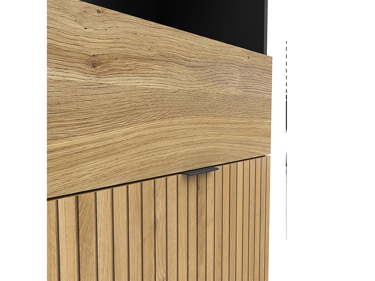 Bücherregal 1 Tür 1 Schublade Pia Schwarz und Holz