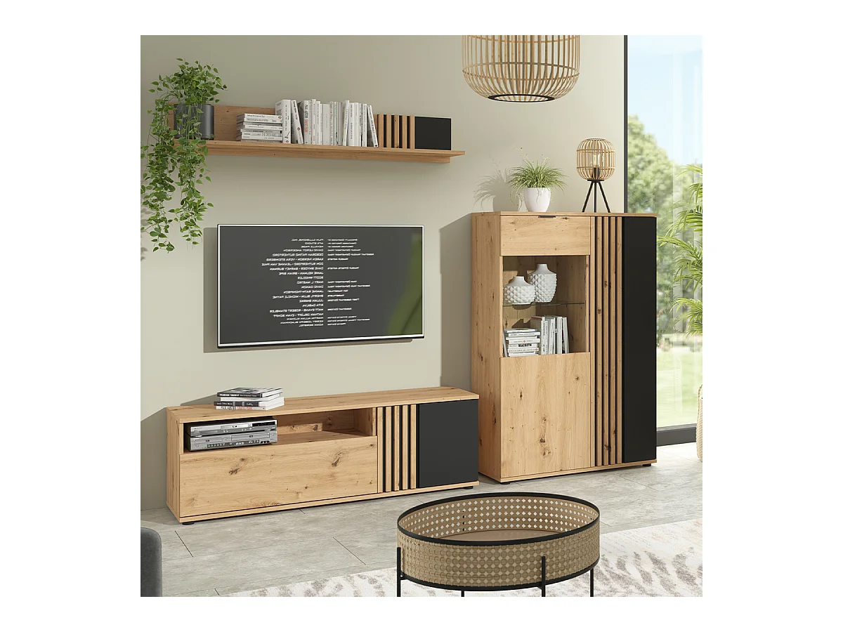 Móvel TV 1 porta 1 gaveta Ezra madeira 135cm