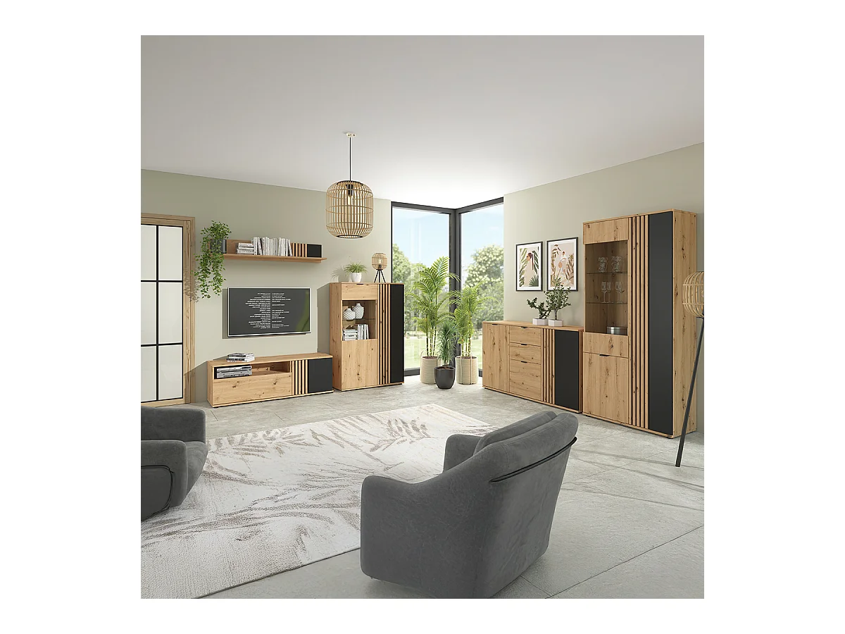 Móvel TV 1 porta 1 gaveta Ezra madeira 135cm