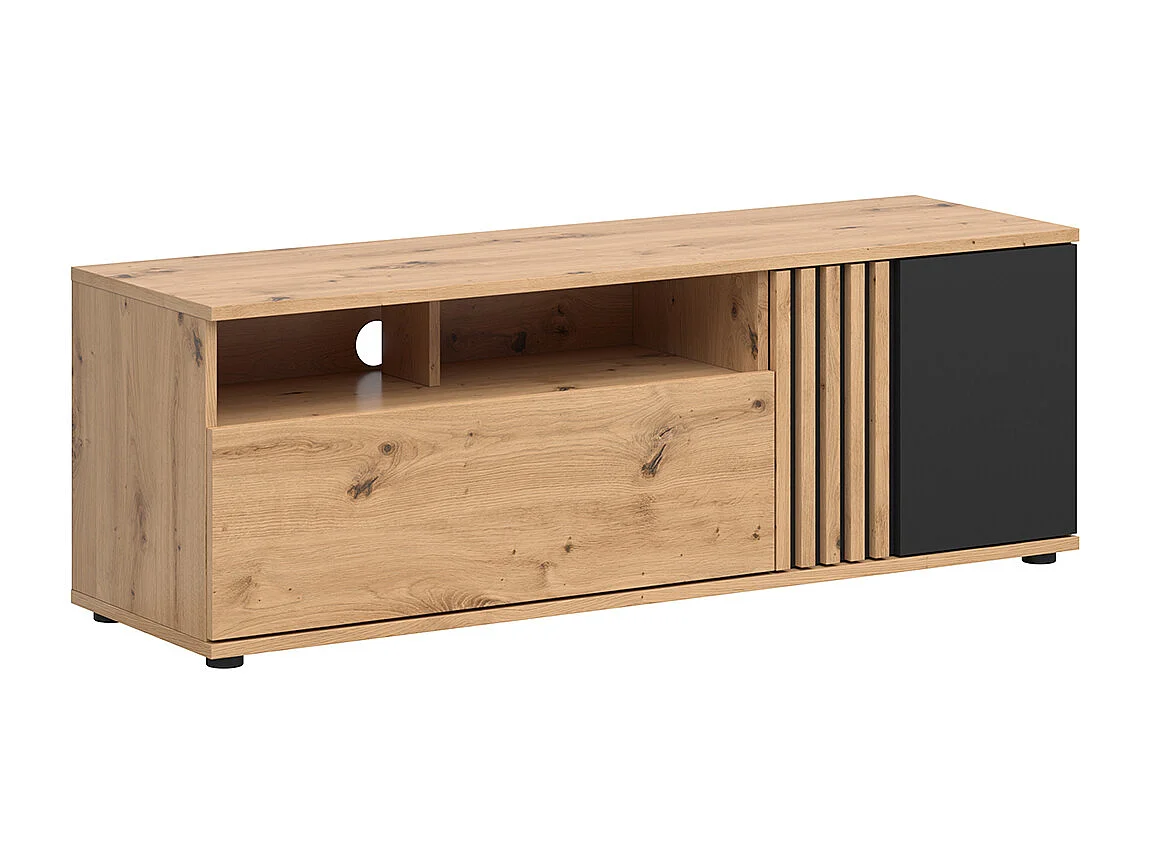 Meuble TV 1 porte 1 tiroir 135 cm Ezra Bois