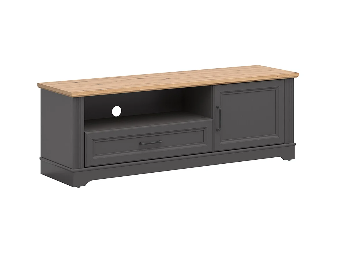 Meuble TV 1 porte 1 tiroir 150 cm Charlie Gris Anthracite
