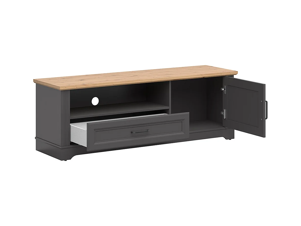 Meuble TV 1 porte 1 tiroir 150 cm Charlie Gris Anthracite