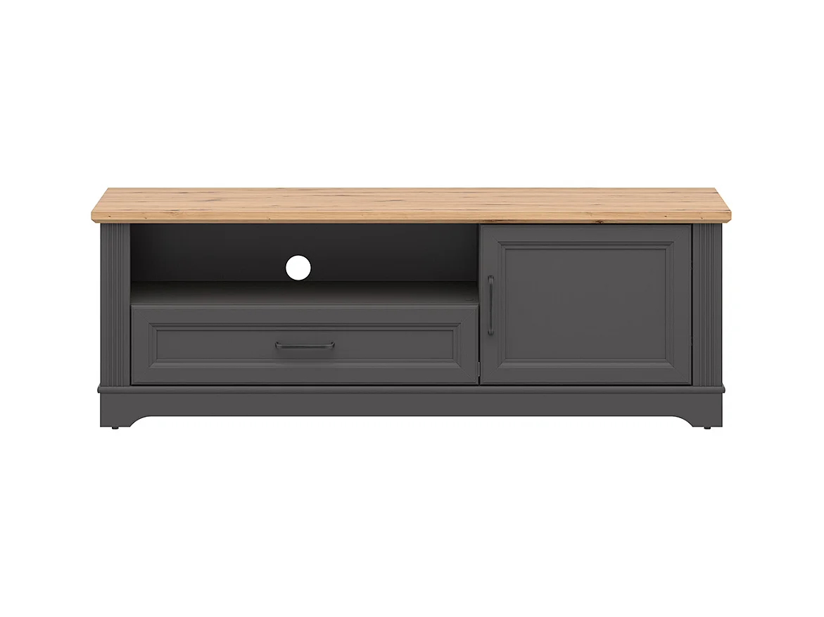 Meuble TV 1 porte 1 tiroir 150 cm Charlie Gris Anthracite
