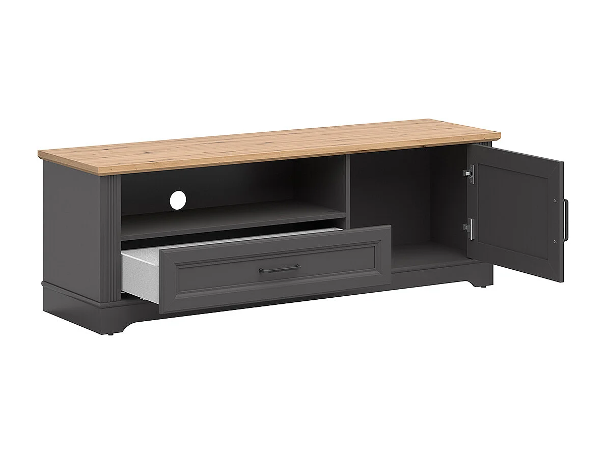 Meuble TV 1 porte 1 tiroir 150 cm Charlie Gris Anthracite
