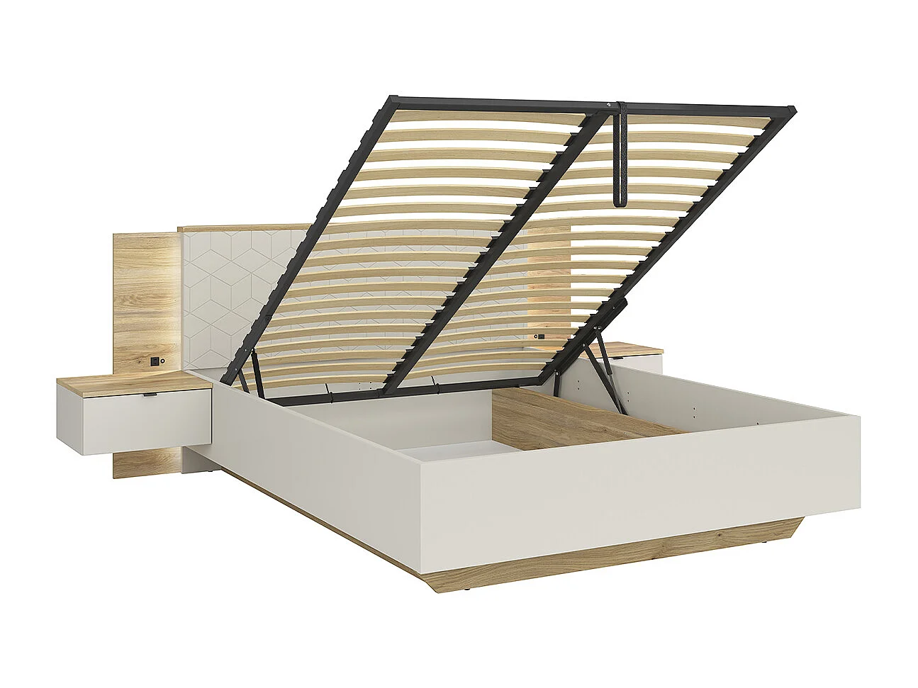 Naya Cashmere 160x200 bedstee met LED-bedbodem en USB-aansluiting