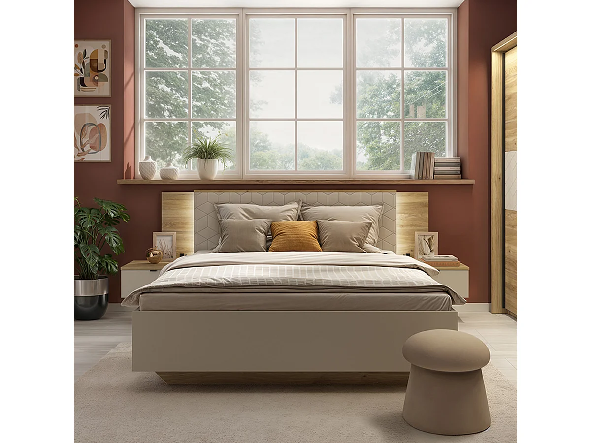 Naya Cashmere 160x200 bedstee met LED-bedbodem en USB-aansluiting