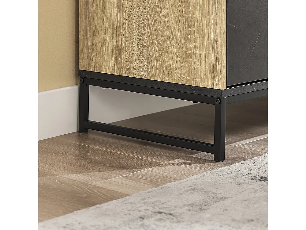 SoBuy Meuble d'Entrée avec Étagère pour Micro-Ondes et Porte-Vins en Chêne Noir