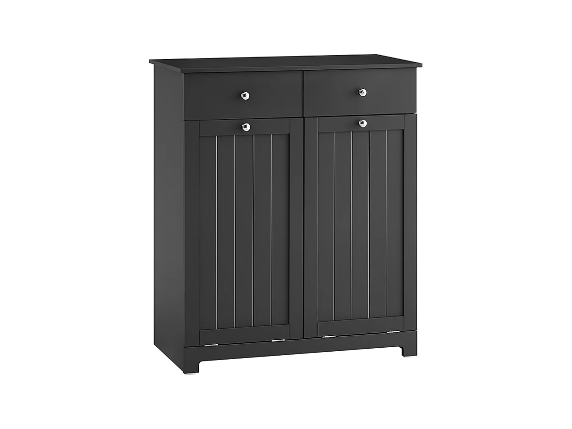 SoBuy Meuble salle de bain 2 tiroirs 2 sacs coulissants étagère à linge noire