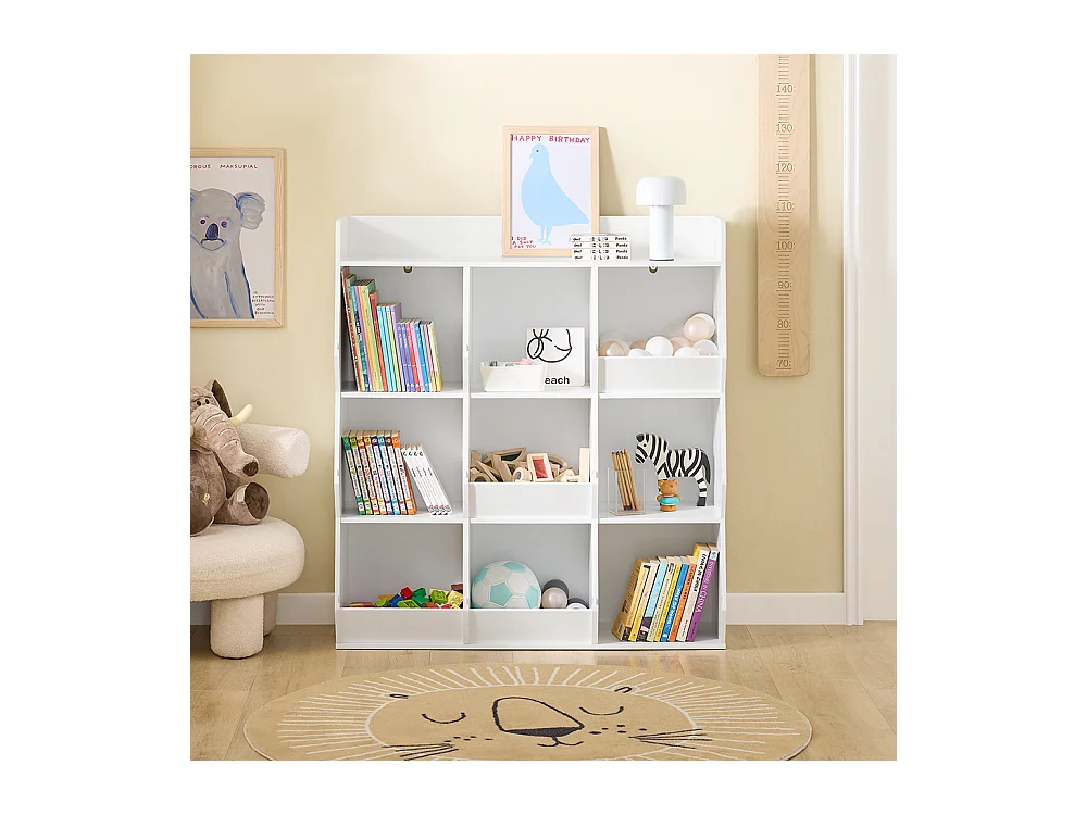 SoBuy Bibliothèque Enfant pour Rangement de Jouets avec Étagère à Revues Blanc