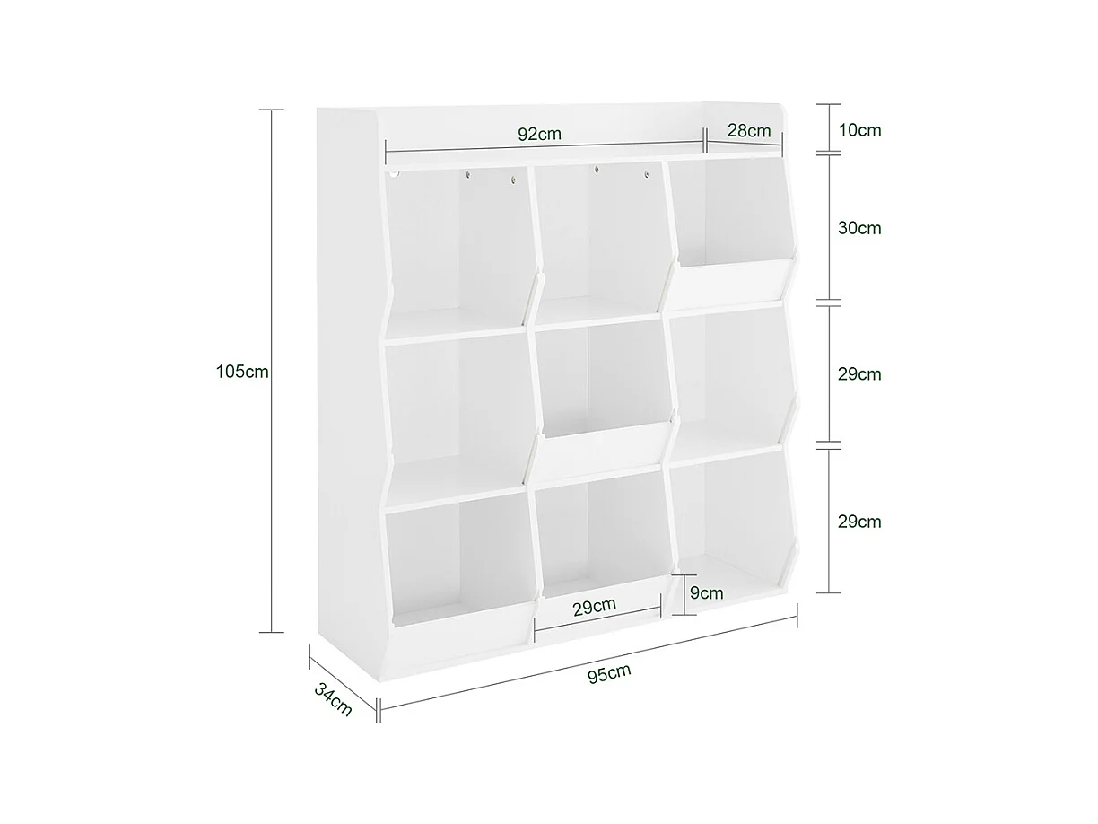 SoBuy Bibliothèque Enfant pour Rangement de Jouets avec Étagère à Revues Blanc