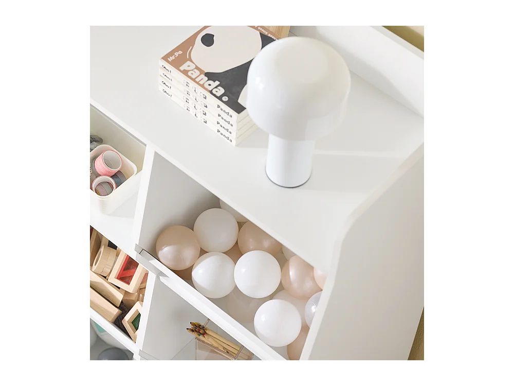 SoBuy Bibliothèque Enfant pour Rangement de Jouets avec Étagère à Revues Blanc