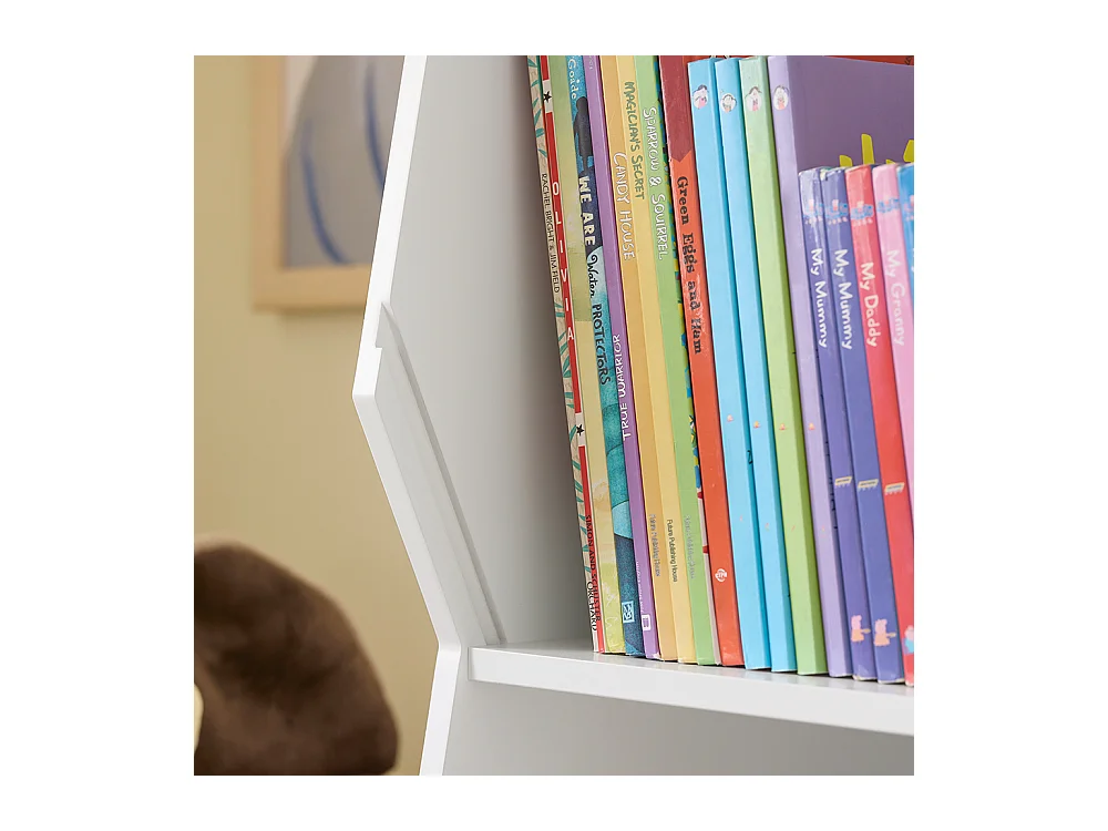 SoBuy Bibliothèque Enfant pour Rangement de Jouets avec Étagère à Revues Blanc