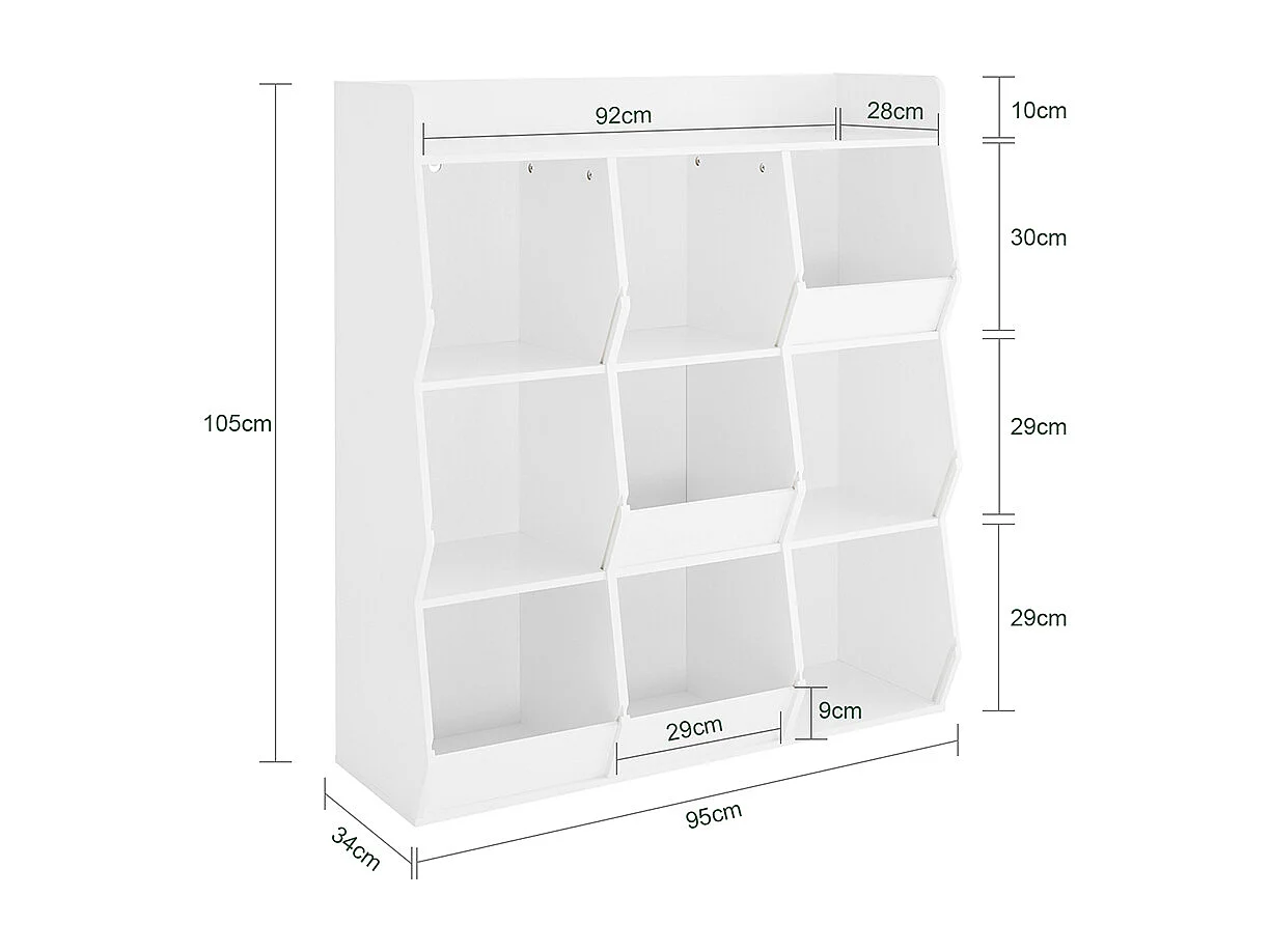 SoBuy Bibliothèque Enfant pour Rangement de Jouets avec Étagère à Revues Blanc