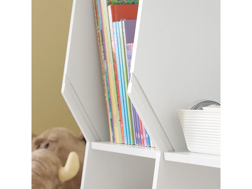 SoBuy Bibliothèque Enfant pour Rangement de Jouets avec Étagère à Revues Blanc