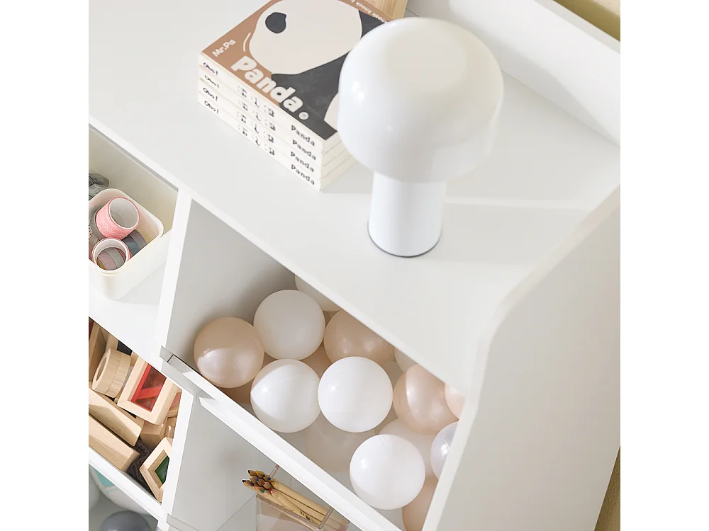 SoBuy Bibliothèque Enfant pour Rangement de Jouets avec Étagère à Revues Blanc