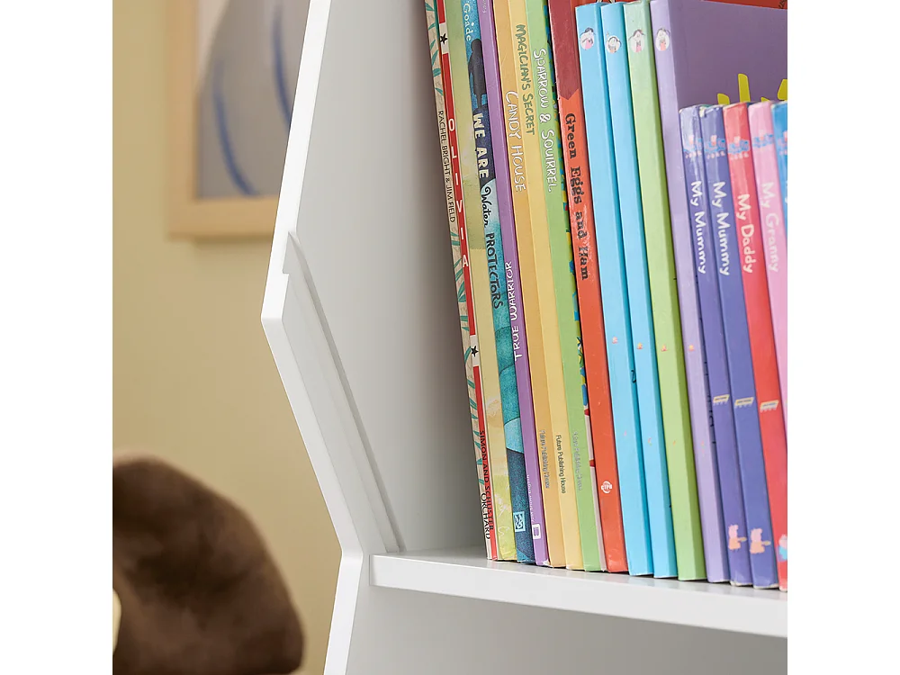SoBuy Bibliothèque Enfant pour Rangement de Jouets avec Étagère à Revues Blanc