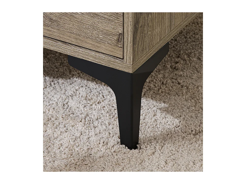 SoBuy Nachttisch mit 2 Schubladen, geschwungener Front in Holzoptik, Metallfüßen und Natur