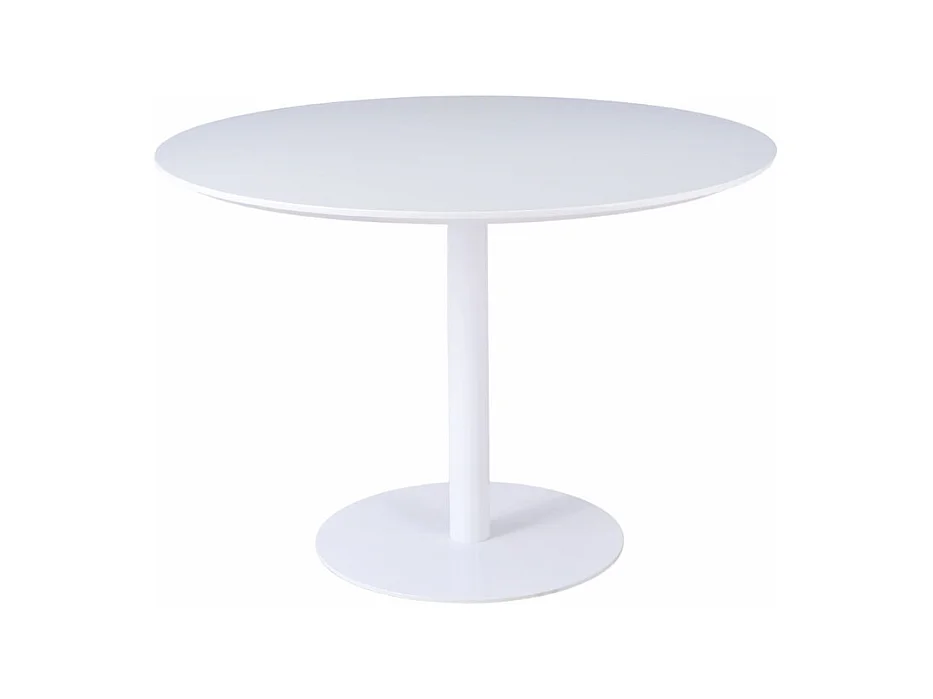 Table de repas ronde 110 cm blanche et pied métal blanc – VALERIA