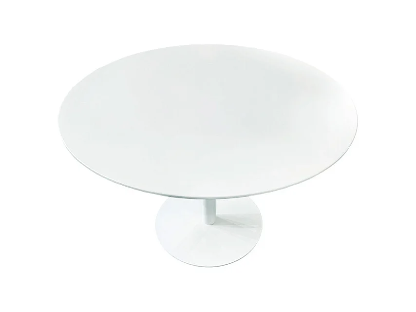 Table de repas ronde 110 cm blanche et pied métal blanc – VALERIA