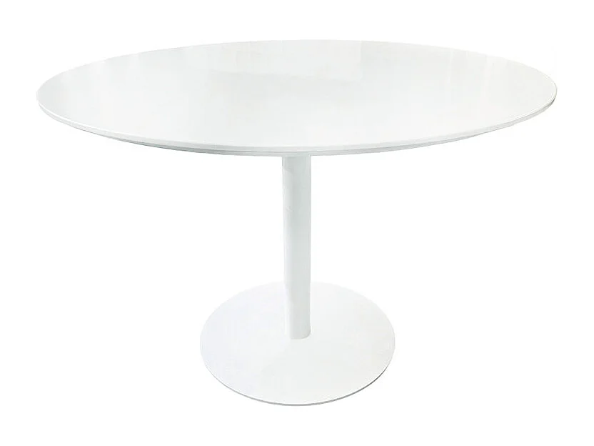 Table de repas ronde 110 cm blanche et pied métal blanc – VALERIA