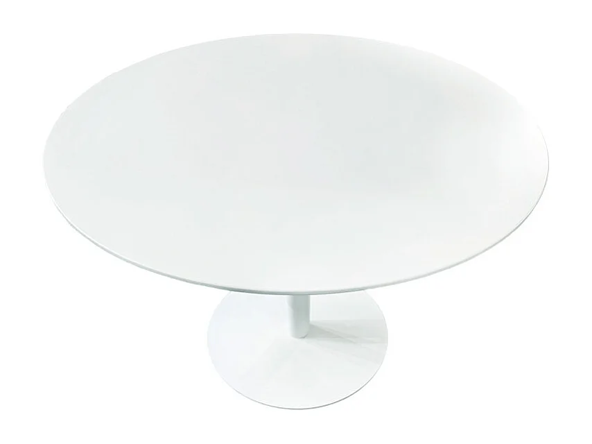 Table de repas ronde 110 cm blanche et pied métal blanc – VALERIA