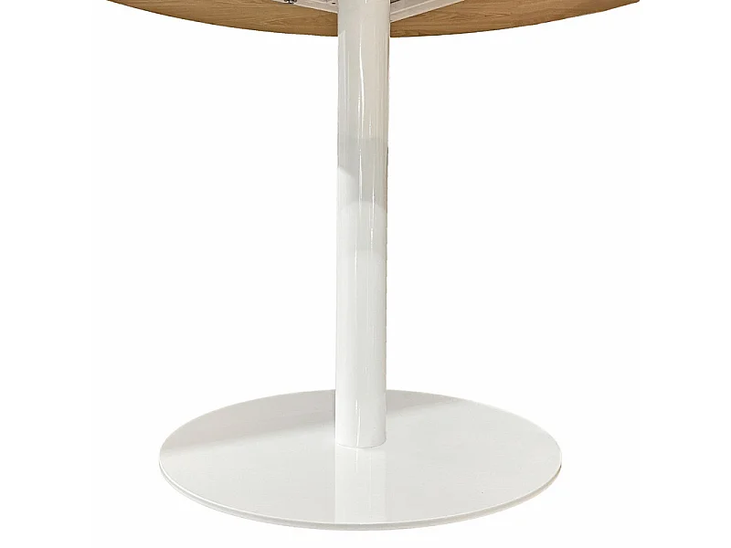 Table de repas ronde 110 cm blanche et pied métal blanc – VALERIA
