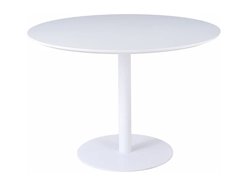 Table de repas ronde 110 cm blanche et pied métal blanc – VALERIA
