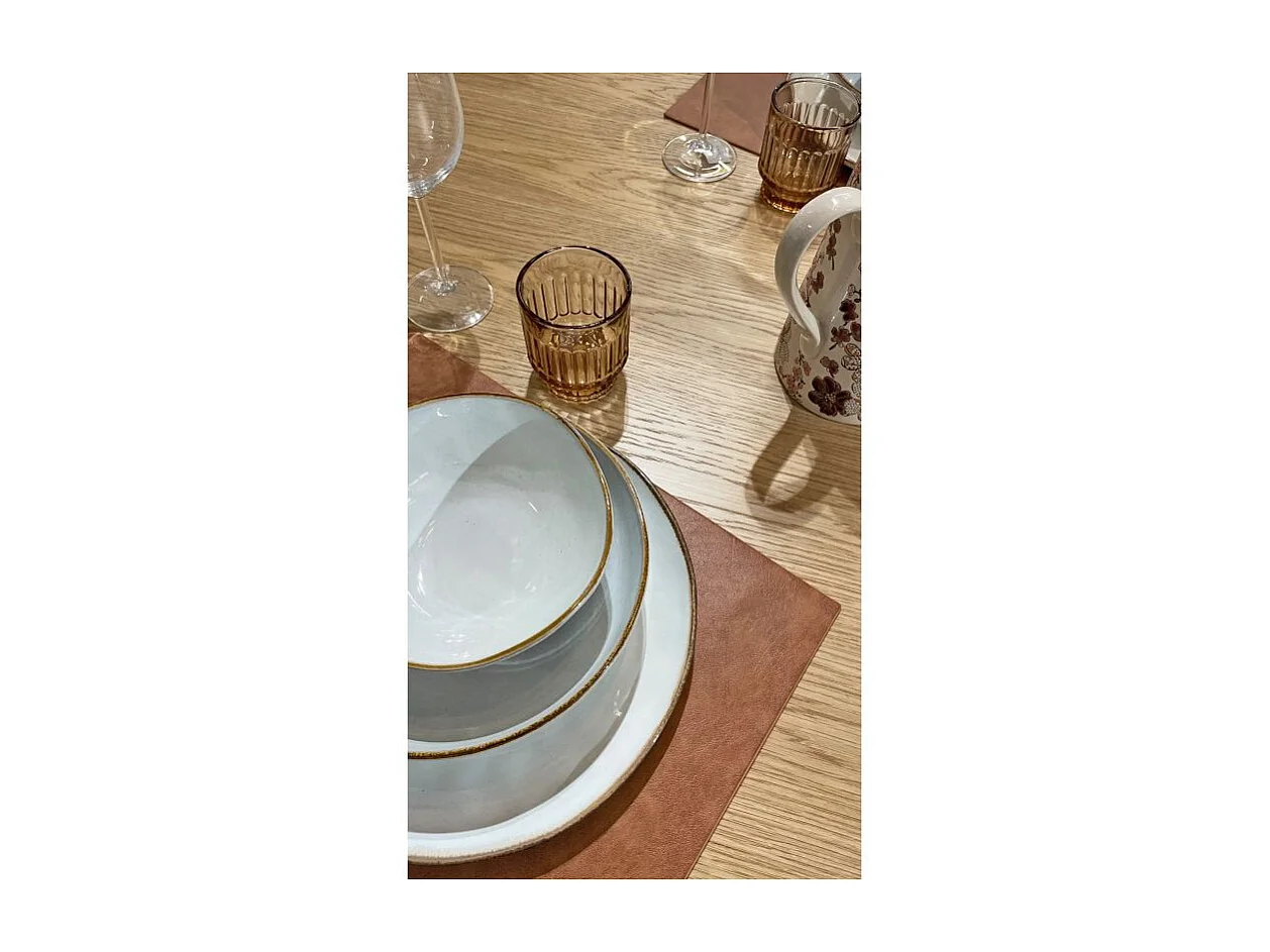 Table repas ronde 110 cm plaqué chêne pied métal blanc – VALERIA