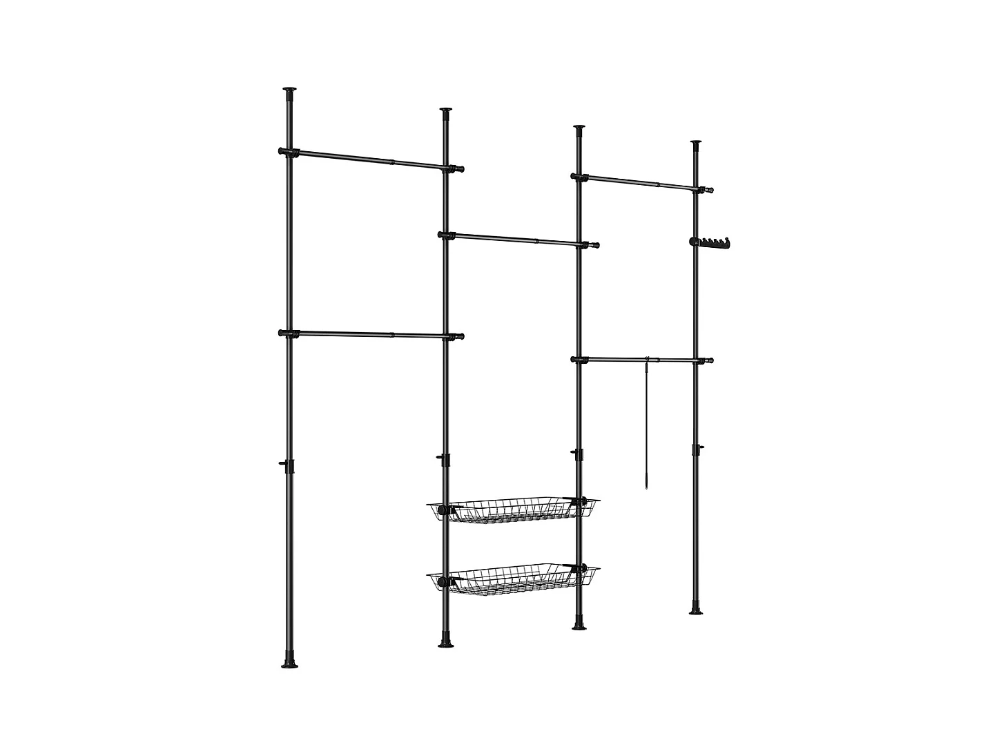 SoBuy Portemanteau Télescopique Solide avec Tringle et Étagère Noire Réglable