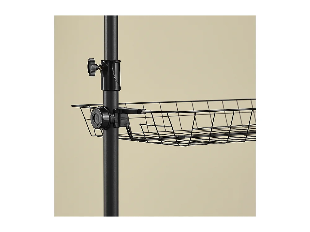 SoBuy Portemanteau Télescopique Solide avec Tringle et Étagère Noire Réglable