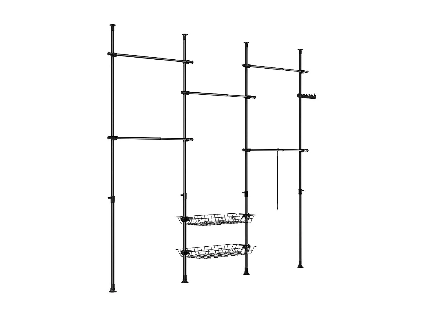 SoBuy Portemanteau Télescopique Solide avec Tringle et Étagère Noire Réglable