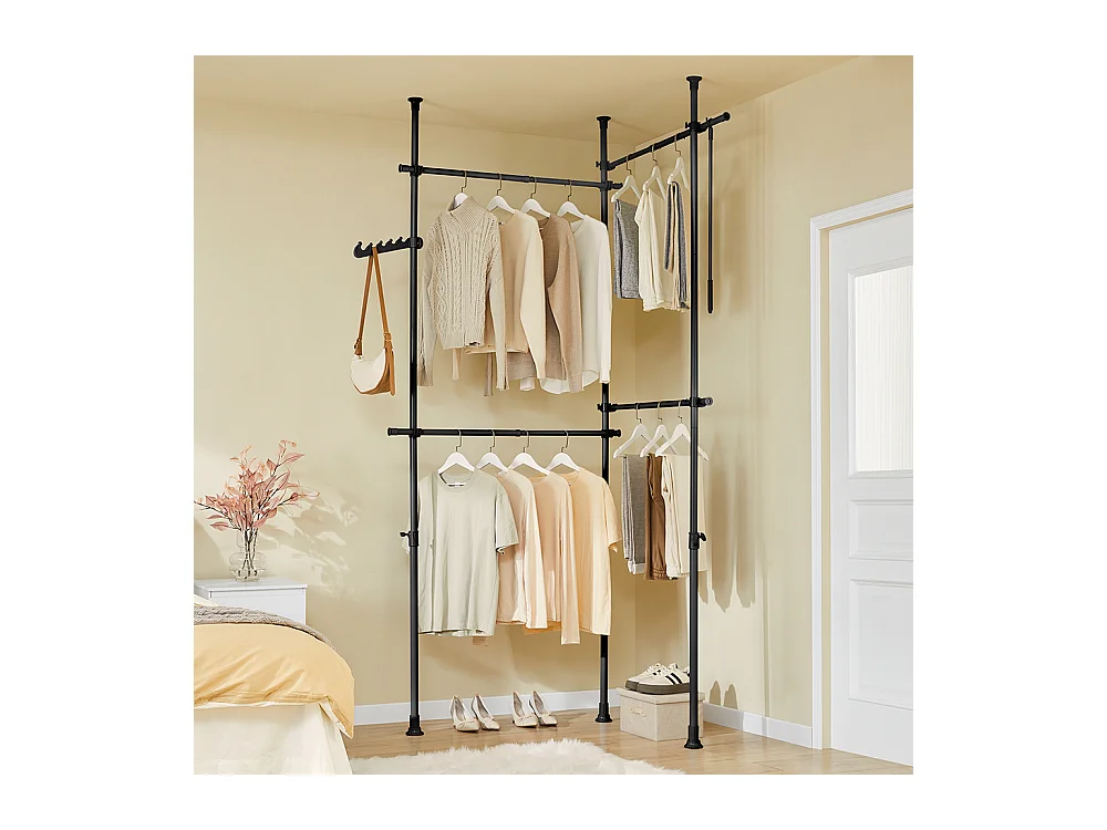 SoBuy Cintre Télescopique au Sol pour Vêtements Robuste en Noir