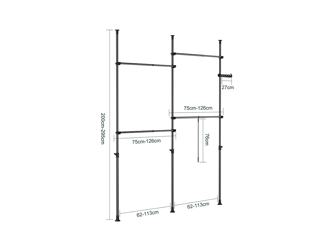SoBuy Cintre Télescopique au Sol pour Vêtements Robuste en Noir