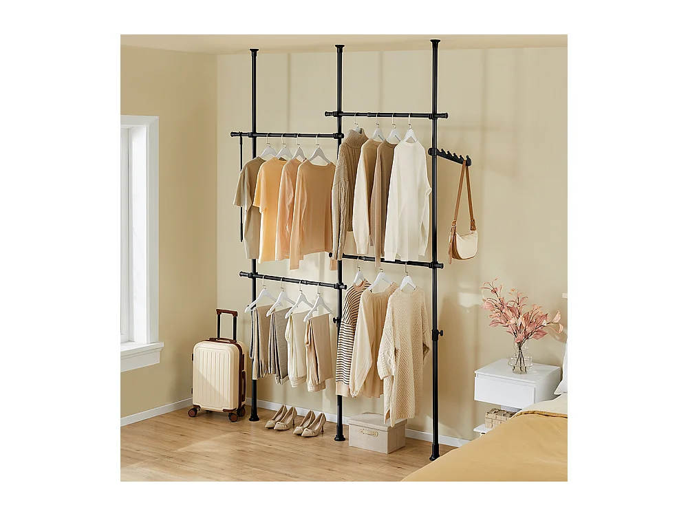 SoBuy Cintre Télescopique au Sol pour Vêtements Robuste en Noir