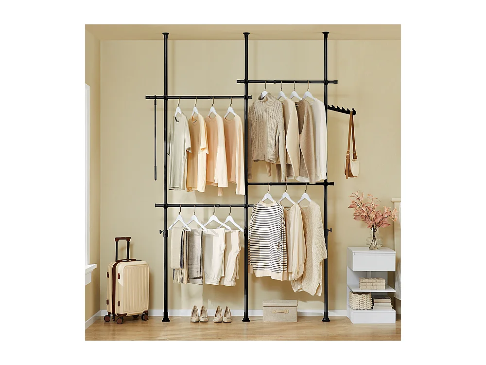 SoBuy Cintre Télescopique au Sol pour Vêtements Robuste en Noir