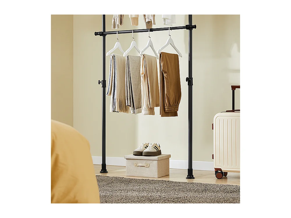 SoBuy Cintre Télescopique au Sol pour Vêtements Robuste en Noir