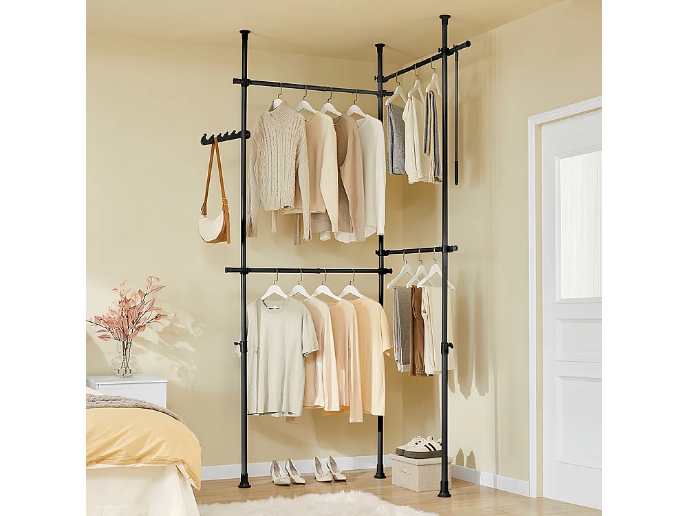 SoBuy Cintre Télescopique au Sol pour Vêtements Robuste en Noir