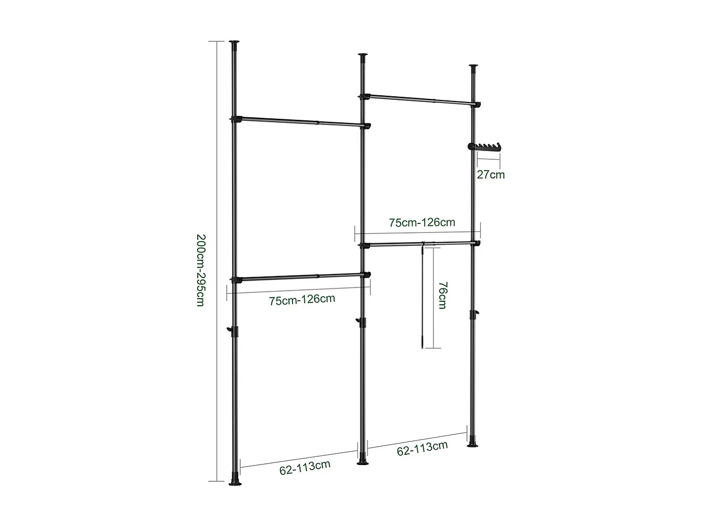 SoBuy Cintre Télescopique au Sol pour Vêtements Robuste en Noir