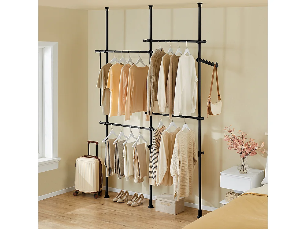 SoBuy Cintre Télescopique au Sol pour Vêtements Robuste en Noir