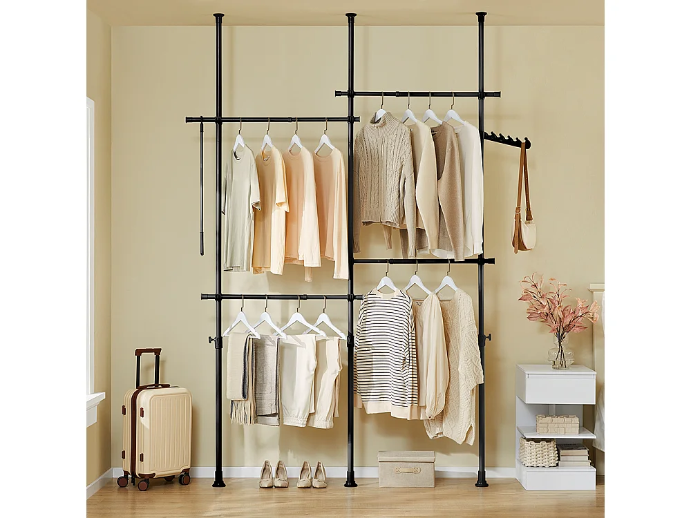 SoBuy Cintre Télescopique au Sol pour Vêtements Robuste en Noir