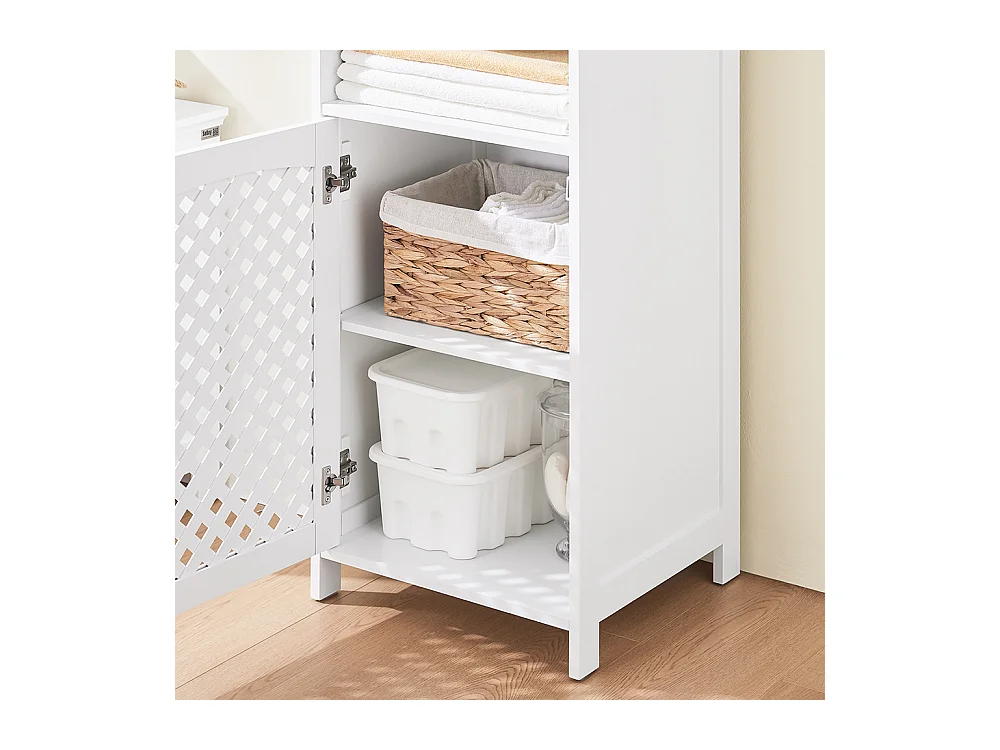 SoBuy szafka łazienkowa z 2 drzwiami i regulowaną półką, biała