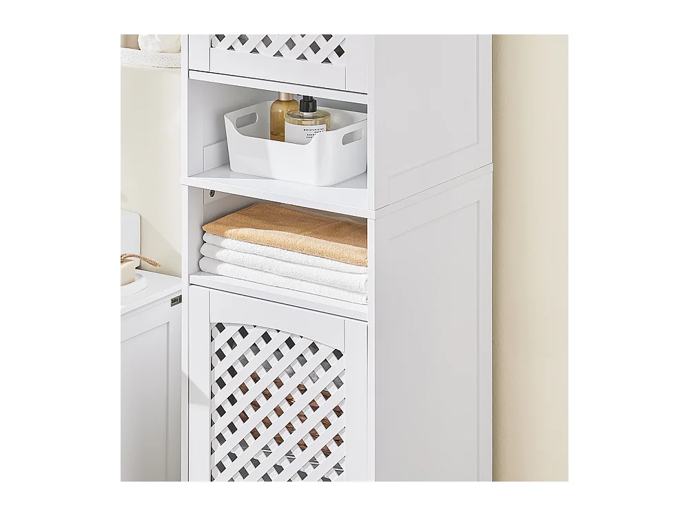 SoBuy szafka łazienkowa z 2 drzwiami i regulowaną półką, biała