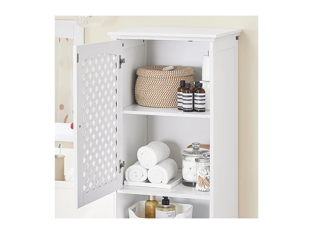 SoBuy szafka łazienkowa z 2 drzwiami i regulowaną półką, biała