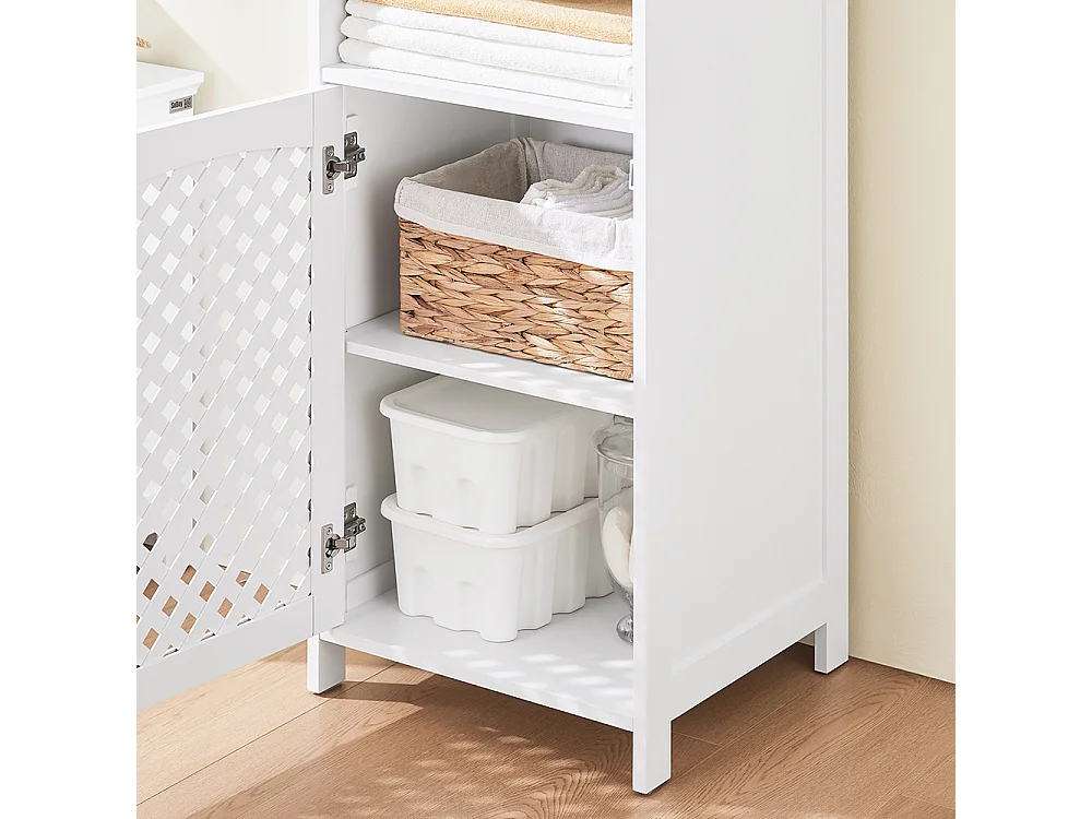 SoBuy Colonne Salle de Bain 2 Portes avec Étagères en MDF Blanc