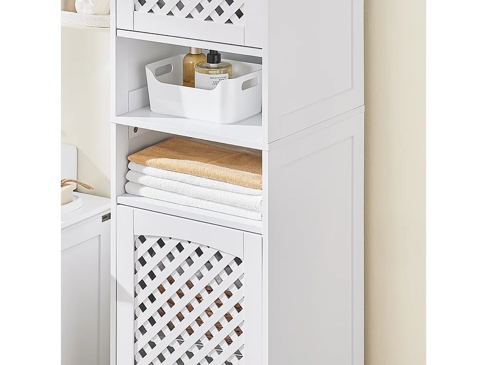 SoBuy Colonne Salle de Bain 2 Portes avec Étagères en MDF Blanc