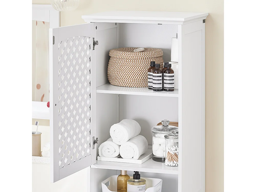 SoBuy Colonne Salle de Bain 2 Portes avec Étagères en MDF Blanc